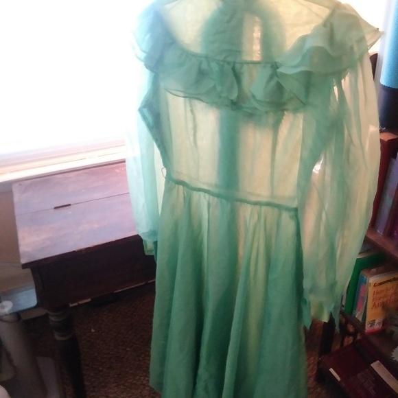 VGE-50s-Dress-Mint-Green-Nylon-Chiffon-LRGE 10-12 - Picture 7 of 8
